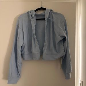 NWT Cropped light blue waffle jacket